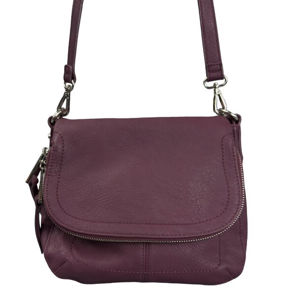 Crossbody Bag Plum Purple Faux Leather Adjustable Strap - Picture 2 of 12